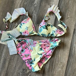 Maaji Size S Pink and Yellow Bikini NWT